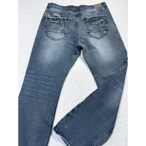 Jordan Craig Rip And Repair Straight Fit Jeans 36x32 Distressed Denim Streetwear - Picture 9 of 12